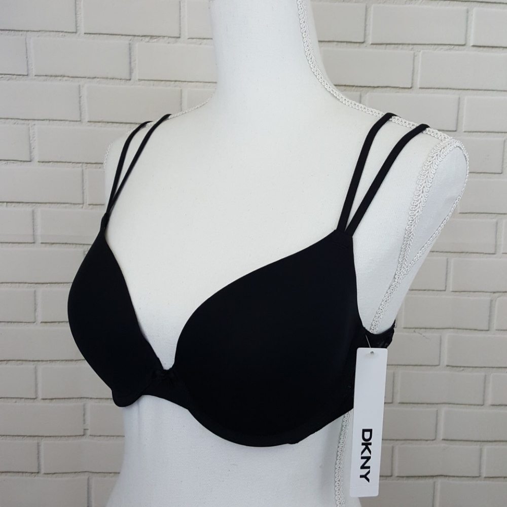 DKNY Black Push-up Bra w/ Floral Lace Detail